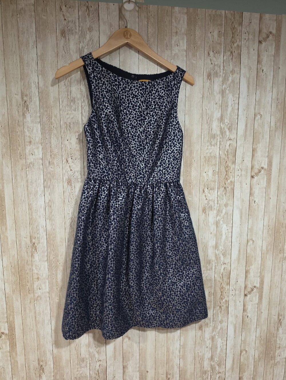 Alice + Olivia Jacquard Open Back Dress Wool Blend Silver Blue Women 2